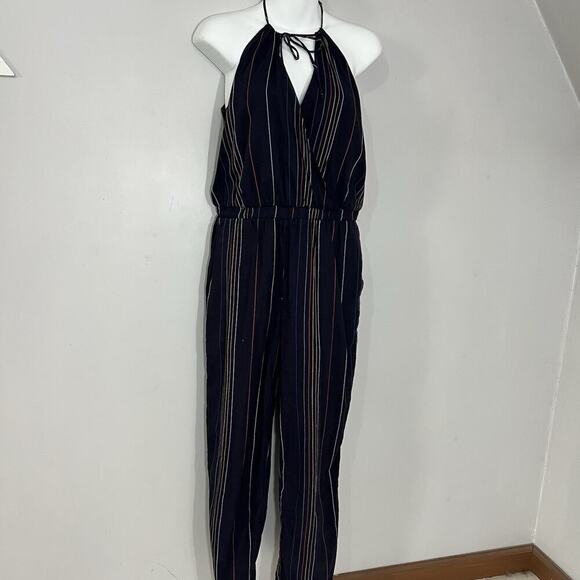 Dolan Anthropologie Hipster Boho Rainbow Striped Halter Jumpsuit Romper USA Made - Picture 10 of 14